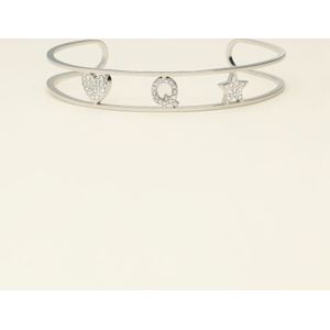 Open bangle met initial