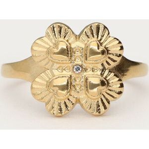 Ring klaver met strass steen