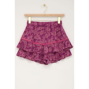 Roze skort met tapes en bloemenprint