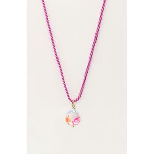 Zodiac paarse koord ketting met zoetwaterparel