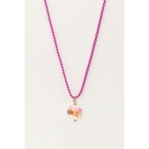 Zodiac paarse koord ketting met zoetwaterparel