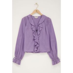Paarse blouse met ruffles&strikjes