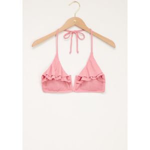 Lichtroze bikini top met ruffles