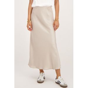 Beige midi satijnen rok