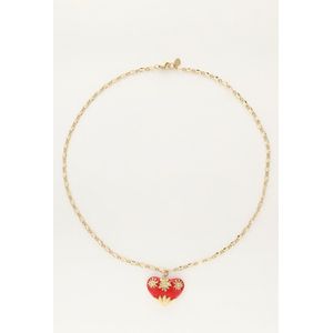 Art schakelketting met rood vintage hart