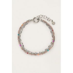 Sunrocks driedubbele armband met taupe kralen