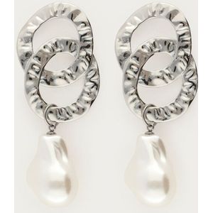 Statement ovalen oorhangers met imitatieparels