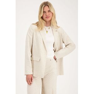 Beige linnen blazer met studs