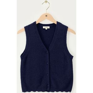 Donkerblauw gilet met schulprand