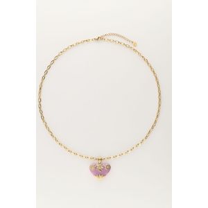 Art schakelketting met lila vintage hart