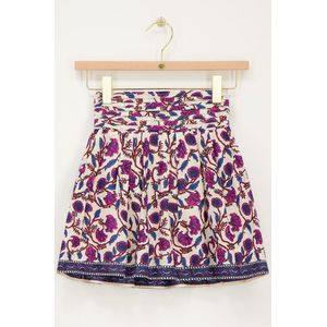 Witte korte rok met bloemenprint