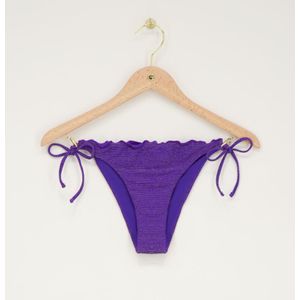 Paars bikini broekje met ruffles en lurex