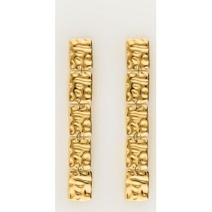 Lange oorhangers met vierkantjes"hammered"