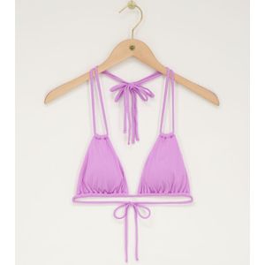 Lila bikini top triangel met dubbele bandjes en rib