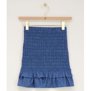 Blauwe denim rok met smock