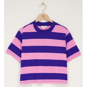 Blauw-roze gestreept T-shirt