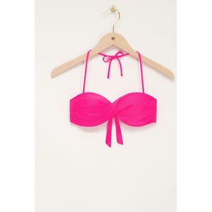 Roze glanzende bikini top met twist