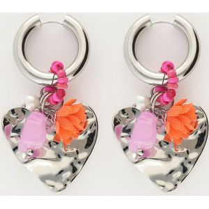 Mer oorringen met hart en roze kralen