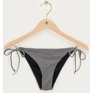 Zwart-wit bikini broekje met ruit en strikbandjes