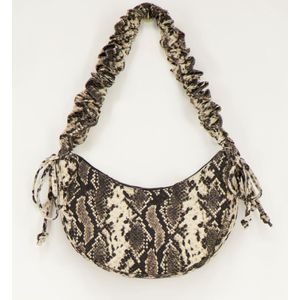 Slangenprint crossbody tas met ruffles