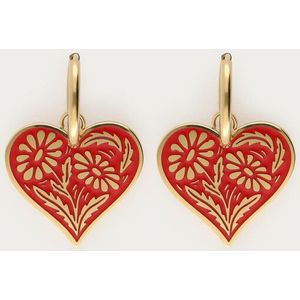 Oorringen met hart bedel met bloemen