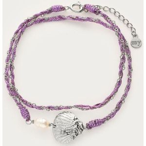 Nomads paarse wikkel armband met schelp