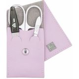 Erbe Lederen Manicure Etui met Drukknoopsluiting Licht Paars (3-delig)