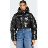 adidas - Essentials Glossy 2-In-1 Cropped Puffer - Zwart - Winterjassen