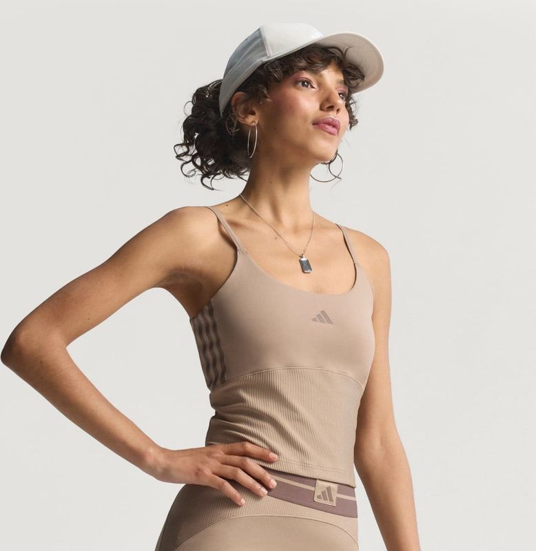 adidas Performance - Hyperglam - Sporttop - Bruin - Aansluitende Pasvorm