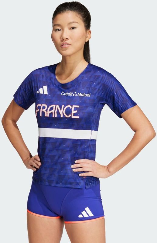 adidas - Adizero Team France - Sportshirt - Blauw - Korte Mouwen