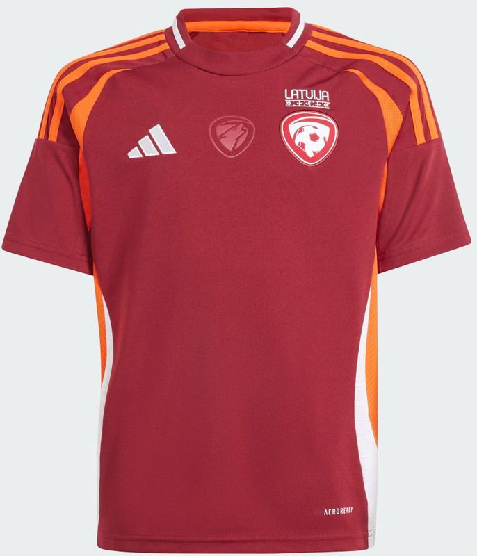 ADIDAS PERFORMANCE - Lettland 24 - Functioneel Shirt - Donkeroranje - Ronde Hals - Kwartmouw