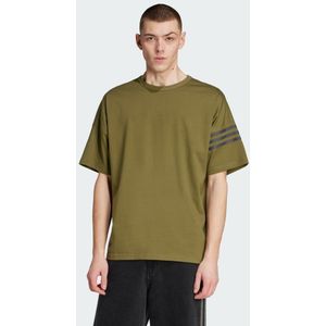 Adidas Originals - Neuclassics - T-shirt - Marine/Olijfgroen - Jersey, Ronde Hals, Wijde Pasvorm