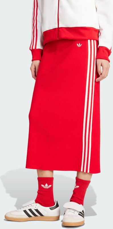 adidas Originals - Adicolor Knit 3-Stripes - Midi-rok - Rood