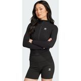 adidas Originals - Essential Ribbed Long Sleeve Full Zip Top - Zwart - Dames