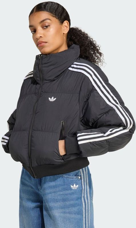 adidas - Originals 3-Stripes Cropped Padded Jacket - Zwart - Dames