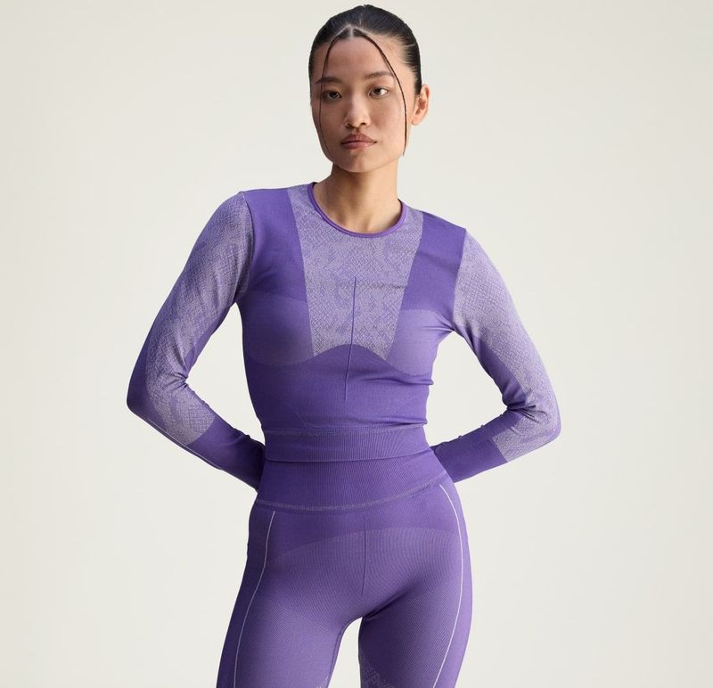 ADIDAS BY STELLA MCCARTNEY - Seamless Yoga - Functioneel Shirt - Lila - Lange Mouw