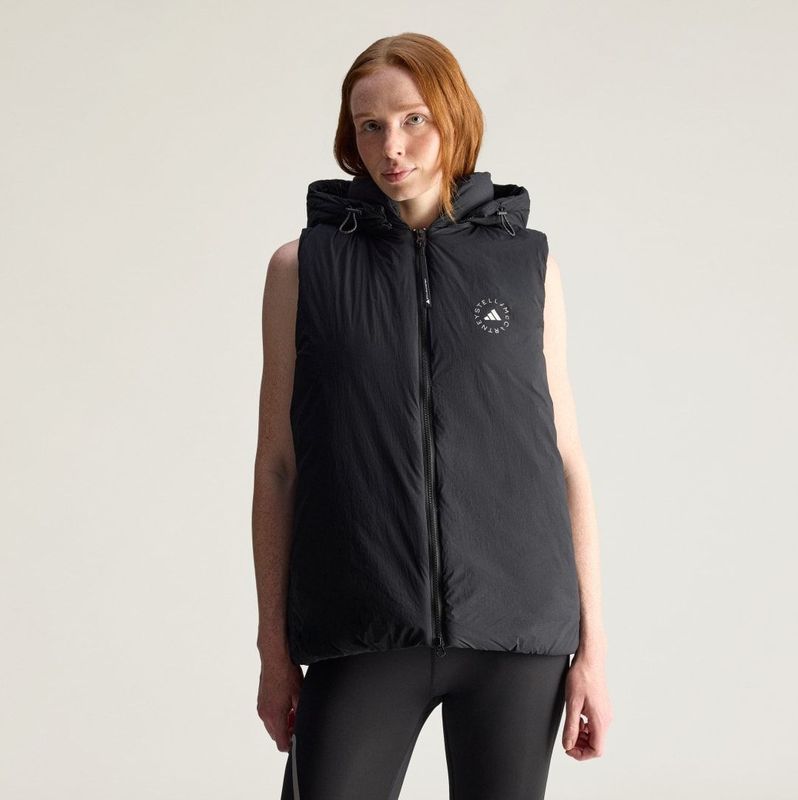 Adidas - Sportieve Puffer Vest - Zwart - Dames - Met Afneembare Capuchon