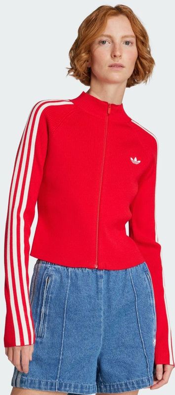 adidas Originals - Adicolor 3-Stripes Slim Knit - Cardigan - Rood - Dames