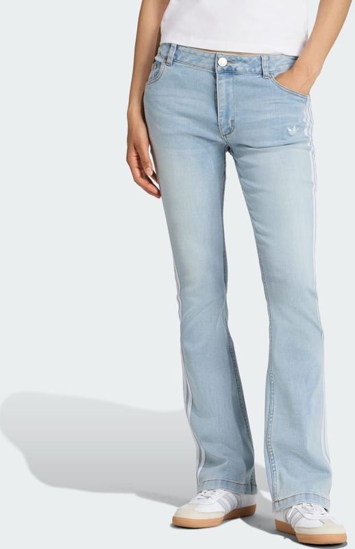 adidas Originals - Flared Jeans - Blauw - Dames - Wijd Uitlopende Broekspijpen