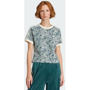 ADIDAS ORIGINALS - Shirt - Petrol/Natuurwit - Slanke Pasvorm - Bloemenprint