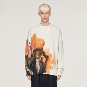 Y-3 - AOP Knit Sweatshirt - Wit - Sweater