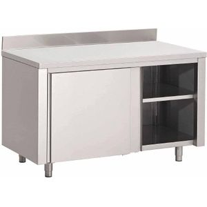 RVS Werkkast met Spatrand en Schuifdeuren | 7 Formaten120 (L) x 70 (B) x 85 (H) cm