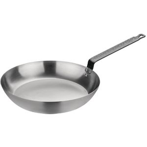 Vogue GD006 Zwart Ijzer Fry Pan 12 In - Inductie Kookgerei van Vogue: Zware Duty Staal, Kruiden Nodig