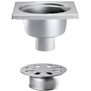 RVS Vloerafvoerput | 200x200 mm | Verticale Afvoer 63 mm - Zware Lasten