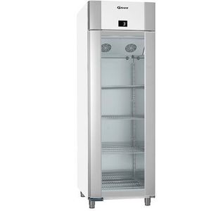 Wit/RVS koelkast met enkele glazen deur | 2/1 GN | 610 Liter