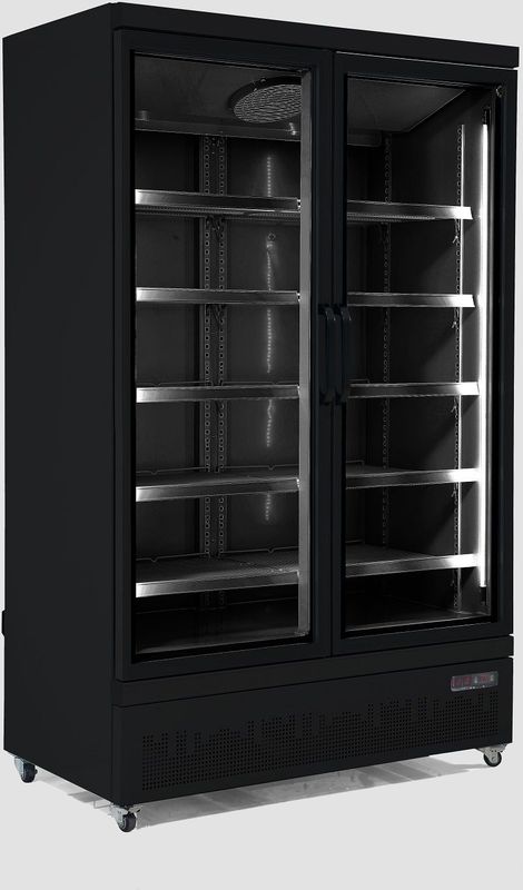Koelkast 2 Glasdeuren | RVS | 1000 L | Zwart binnen + Buiten180 tot 200 cm