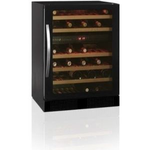 Zwarte Wijnkoelkast | Glazen deur | 38 flessenLager dan 90 cm
