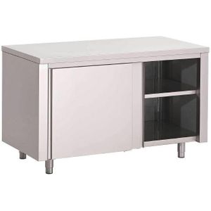 Werktafel met Schuifdeuren RVS | 7 Formaten160 (L) x 70 (B) x 85 (H) cm
