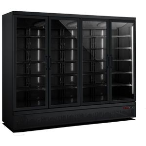 Koelkast 4 Glasdeuren | 2025 Liter | RVS | Zwarte binnen- + buitenkant180 tot 200 cm