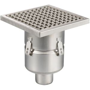 Vloerput | 250 x 250 mm | RVS 304 | verticale aansluiting  | 3,70 l/s